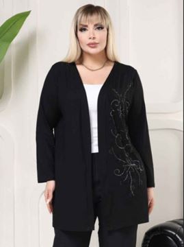 Picture of CURVY GIRL BLACK OPEN CARDIGAN SEQUENCE